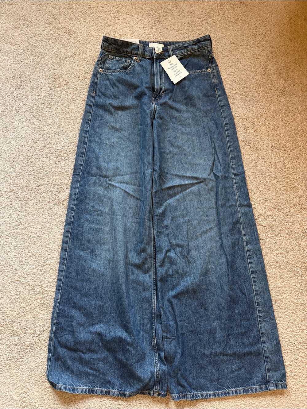 Wide Leg Blue Denim Jeans - Classic Women's Style